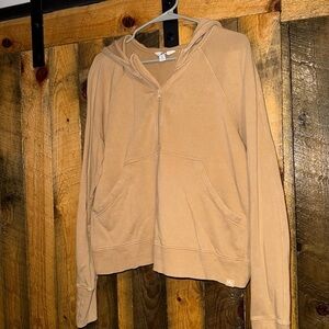 Women’s Quarter-zip Hoodie Sweatshirt in Tan